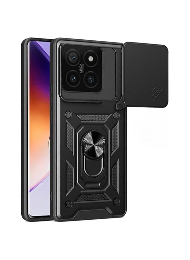 Shockproof Case Compatible with Xiaomi 14T Pro 5g Case, with Hidden Folding Bracket and Lens Slide Cover, Seismic and Anti Fall Cover for Xiaomi 14T Pro 5g