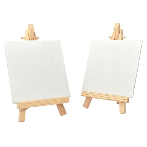 Buzz Cool Wooden Easel with Mini Canvas | Display Tabletop Tripod Stand for Mini Art Decoration | Wooden Canvas Easel for Card Artist Photos Phone Wedding Decoration | 6 inch, 2 pcs