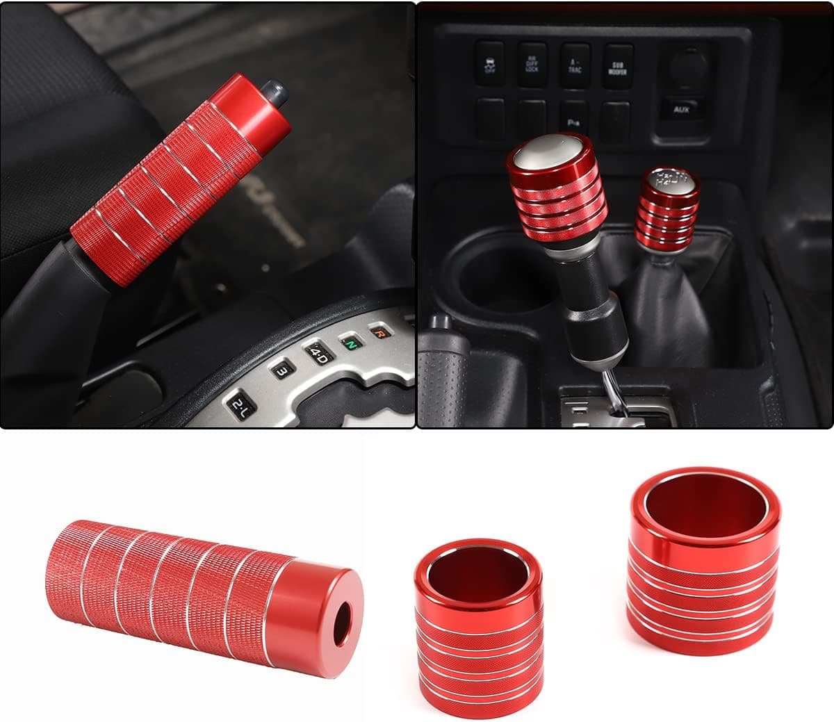 Aluminum Alloy Handbrake Cover for Toyota FJ Cruiser 2007-2021 - Red