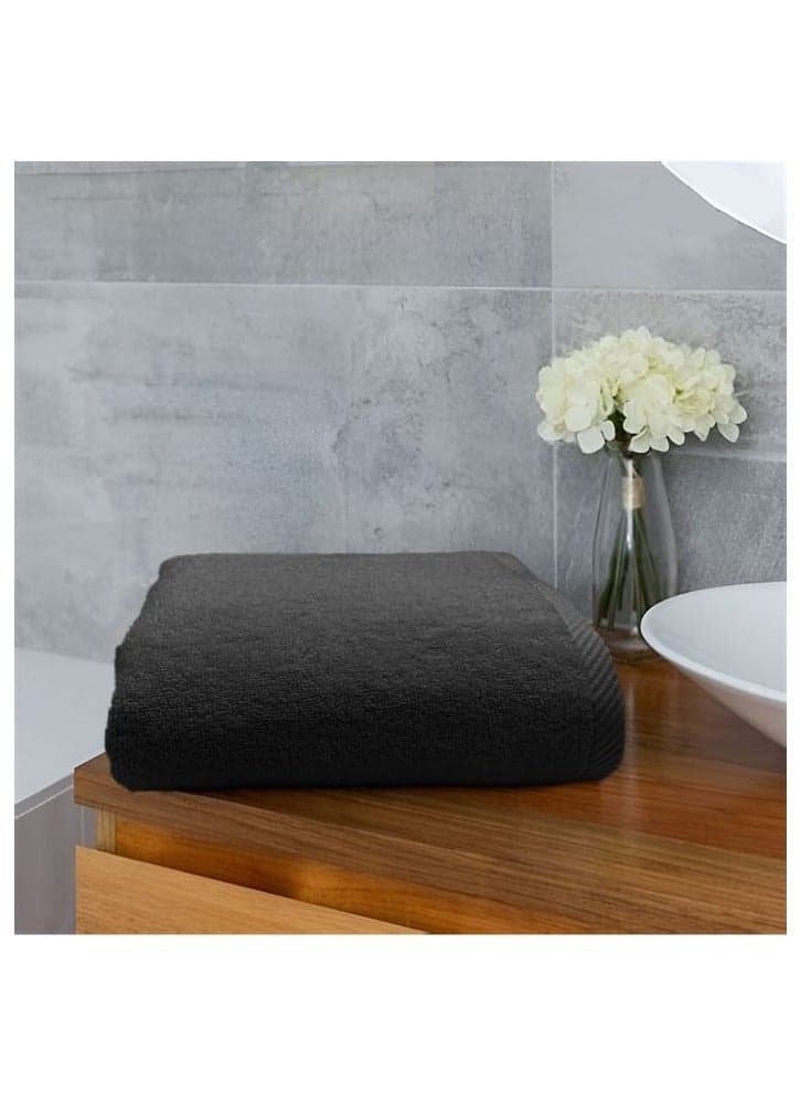 Iris (Black) Premium Plain Hand Towels (50x100Cm-Set of 2 Hand Towel) Cotton, Highly Absorbent and Ultrasoft Quick Dry Bath Linen-600GSM