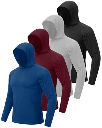 BOOJO 4 Pack Sun Hoodie for Men UV UPF 50 Fishing Shirts Long Sleeve Lightweight Tops for Athletic Running Gym Workout