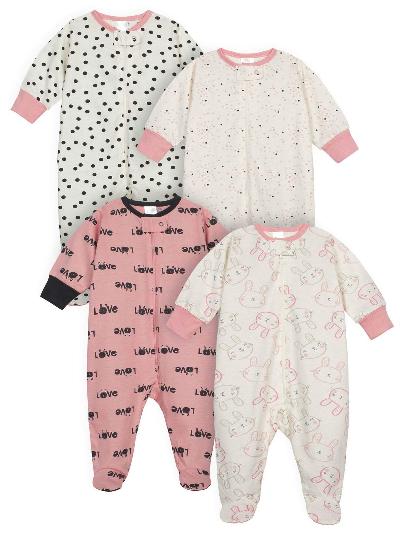 Onesies Brand Baby Girls 4pack N Play Footies Multi And Toddler Sleepers Bunny Pink 69 Months US