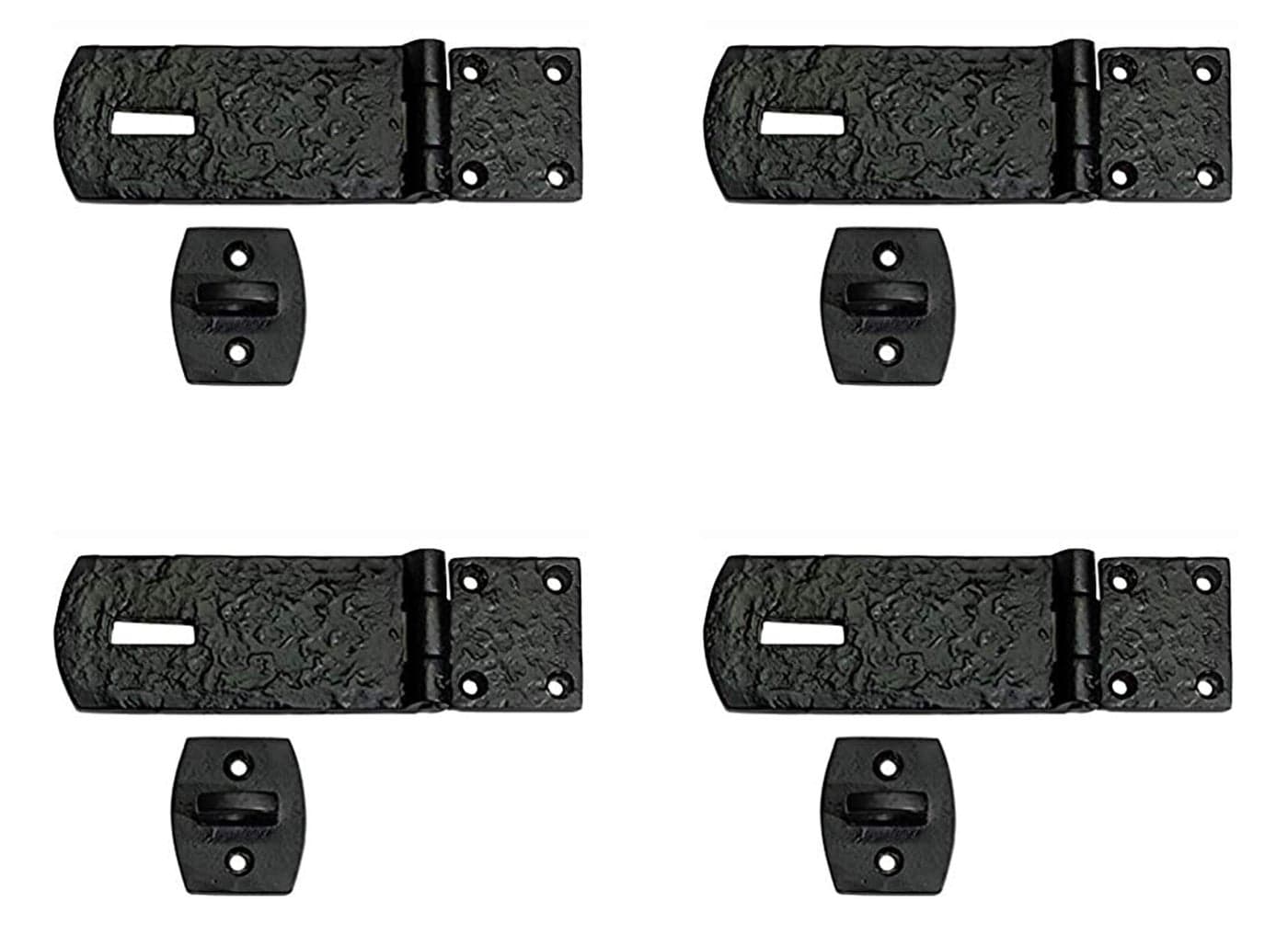 Adonai Hardware"Ahian" Black Antique Iron Hasp & Staple (4, Black Powder Coated)