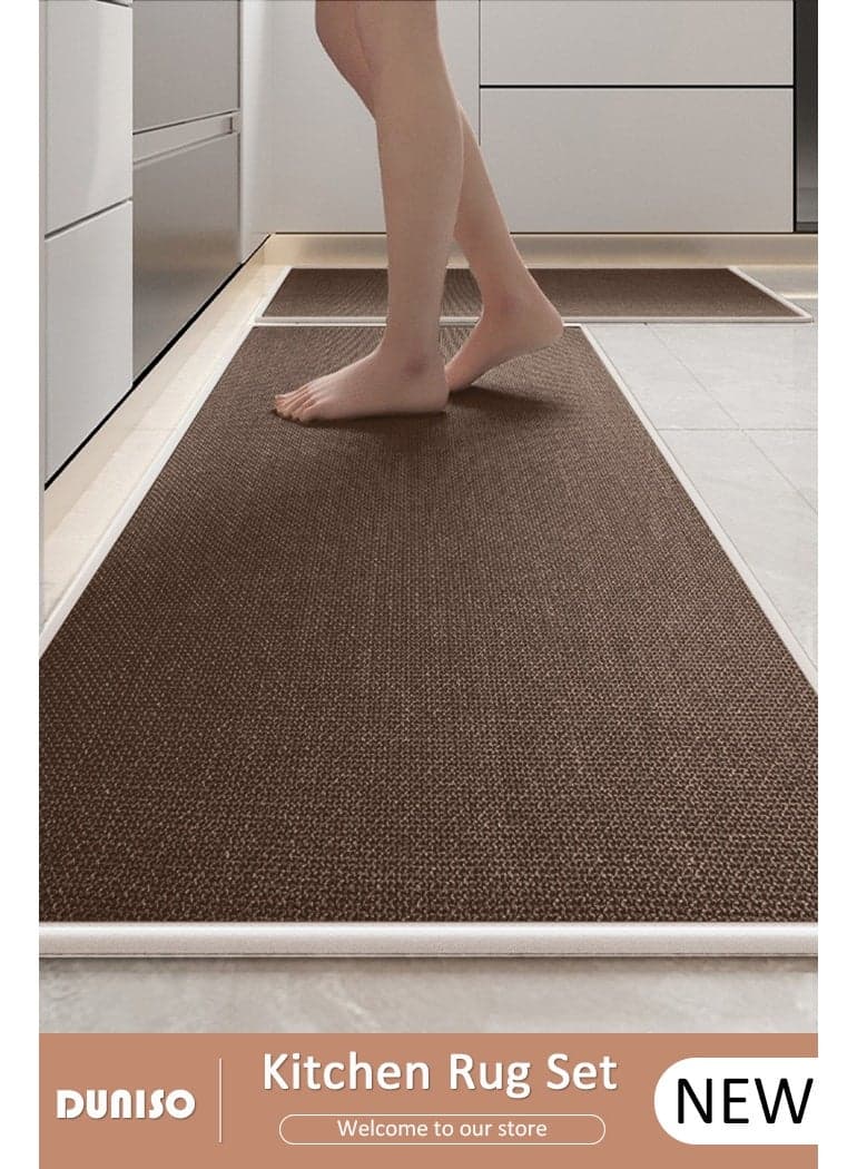 2 Pcs Kitchen Rugs and Mats Washable, Non Skid Rugs for Kitchen, Extra Soft and Absorbent Bath Rugs,Natural Rubber Bottom Kitchen Mat, Braid Jute Kitchen Floor Rug, for Kitchen Carpet in Front of Kitchen Sink(45*70cm/45*120cm)