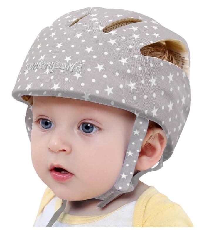 Adjustable Baby Head Protector Baby Helmets for Crawling Walking Lightweight Safety Infant Helmet Jumping Running Breathable Hat Infant Essentials Toddler Helmets 624 Months Star Gray