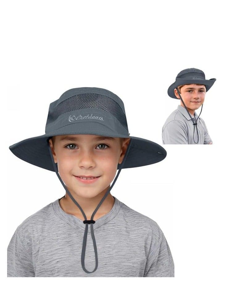 Kids Sun Hat, Boys Sun Hat Girls Beach Hat UPF 50+ Outdoor Kids Bucket Hat Wide Brim Kids Fishing Safari Hat Wide Brim Beach Hats Sun Hat,Dark Grey