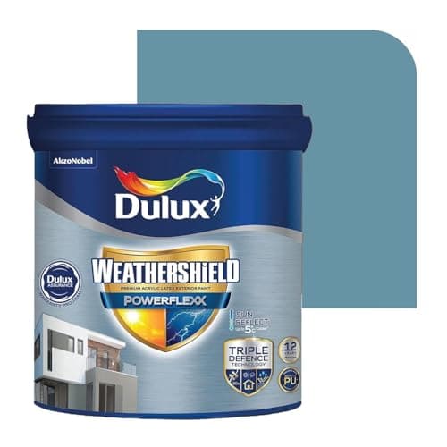 Dulux Weathershield Powerflexx Exterior Emulsion Paint (4L, BLUE JAY) | PU-Modified Acrylic Formula | Crack Resistant & Weatherproof | Algae & Fungus Guard | High Gloss Finish