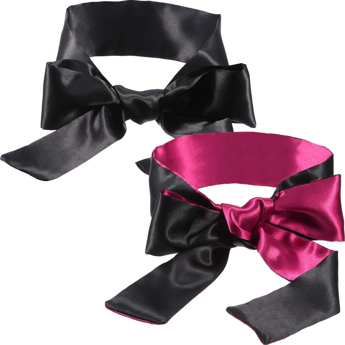 Hestya 2 Pack Sleeping Mask Satin Eye Mask (Black Red and Black) Blindfold, 150 cm