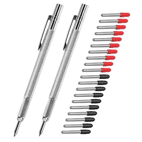 guti-more 2 Pack Tungsten Carbide Scriber with Magnet, with Extra 20 Replacement Marking Tip,Scribe Tool,Etching Engraving Pen for Glass/Ceramics/Metal Sheet