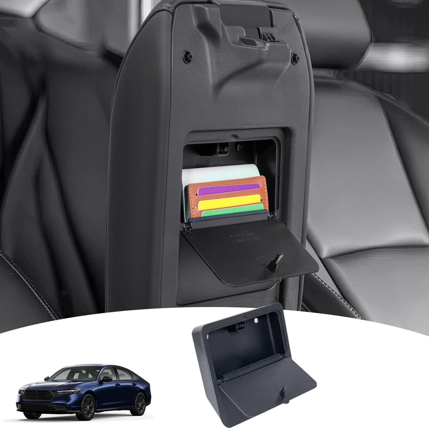 PIMCAR Center Console Hidden Organizer for 2025 2024 2023 Honda Accord LX EX Sport EXL SportL Touring Hybrid Armrest Box Secret Compartment OneTouch Hidden Storage Accessories