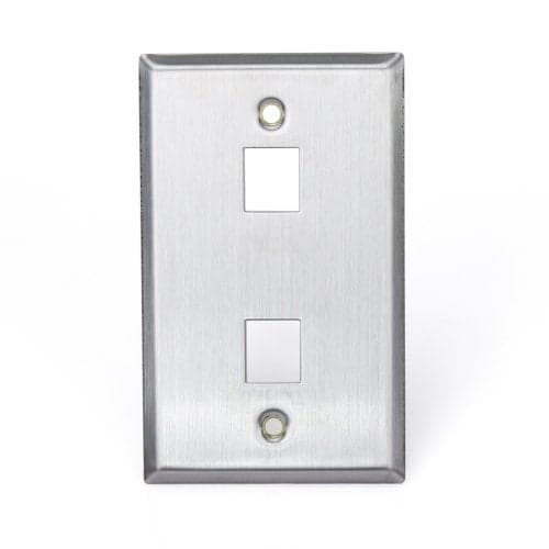 Leviton Stainless Steel QUICKPORT Wallplate, Single Gang, 2-Port, 43080-1S2