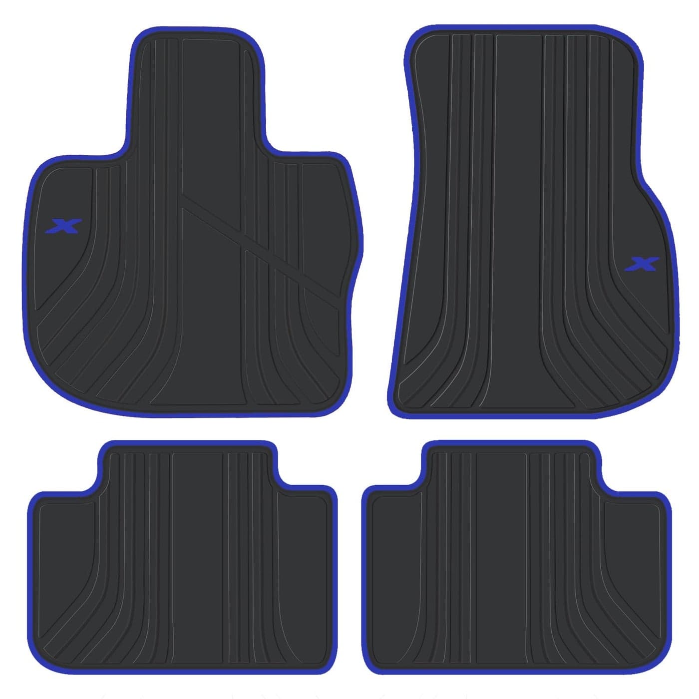 San Auto Car Floor Mat for BMW X3 G01 X4 G02 2018 2019 2020 2021 2022 2023 2024 Custom Fit Black Navy Blue Rubber Auto Floor Liners Set All Weather Protection Heavy Duty Odorless
