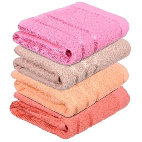 Kuber industries 144 TC Cotton Face Towel | Towels for Face Wash and for Gym, Travel | Lining Design | 14x21 Inch | Pack of 4 | Multi