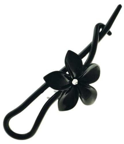 Camila Paris CP1593 French Hair Barrette Pin Clips for Girls Flower Black No Metal Parts Strong Hold Grip Hair Clips for Women No Slip Styling Girls Hair Accessories Made in France