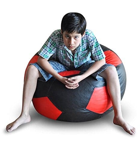 Style Homez Premium Leatherette Football Bean Bag XXL Size BlackRed Color Cover Only