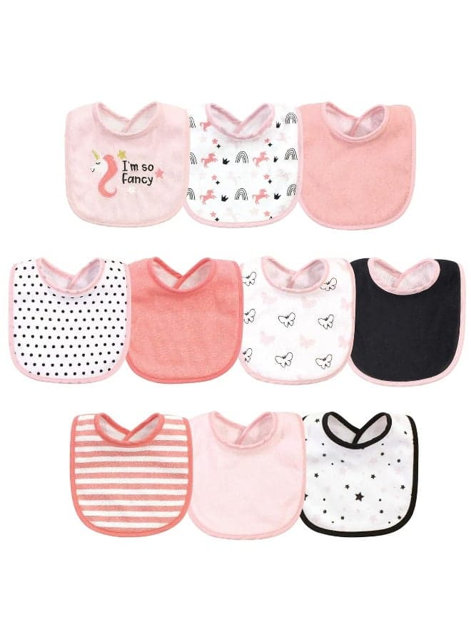 Hudson Baby Unisex Baby Cotton and Polyester Bibs, Im So Fancy Unicorn, One Size