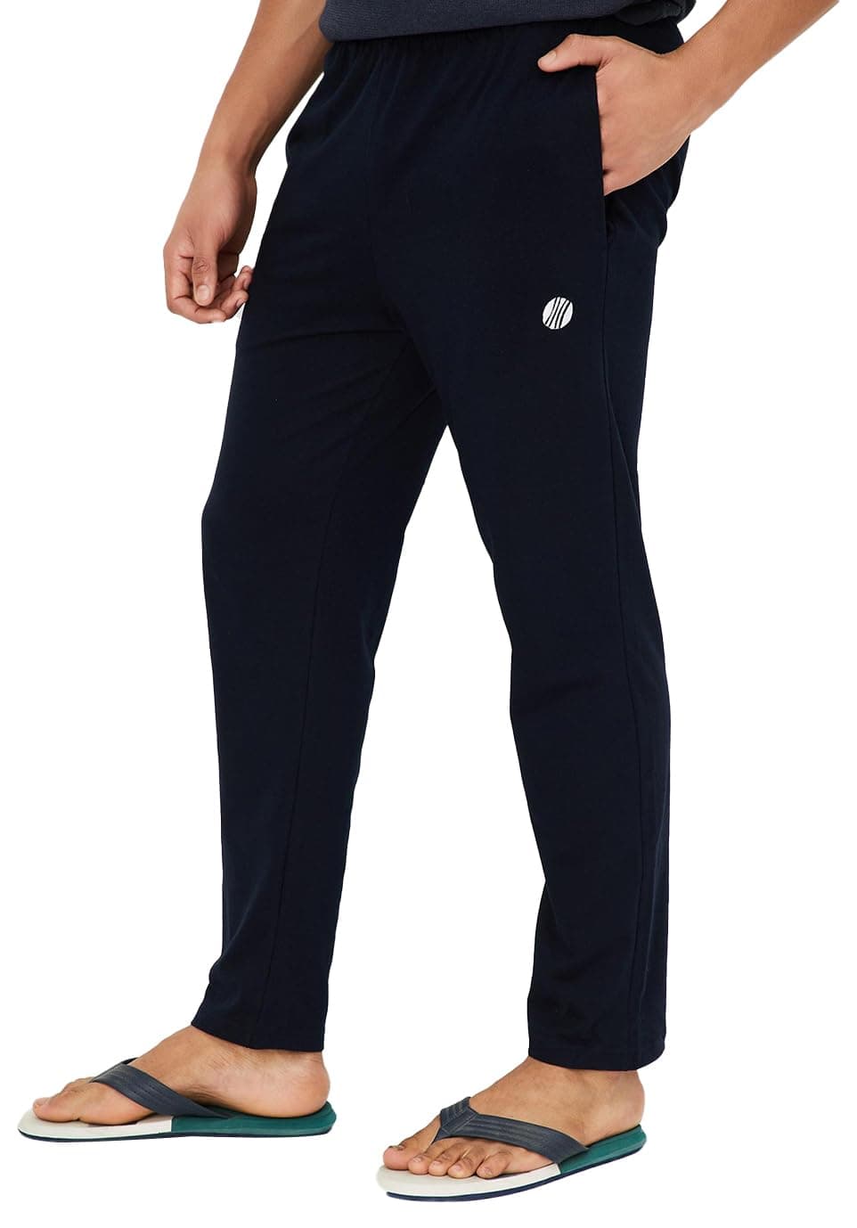 Max Men's Long Length Solid Elasticated Waist Regular Fit Mid Rise Track Pants (Navy_S)