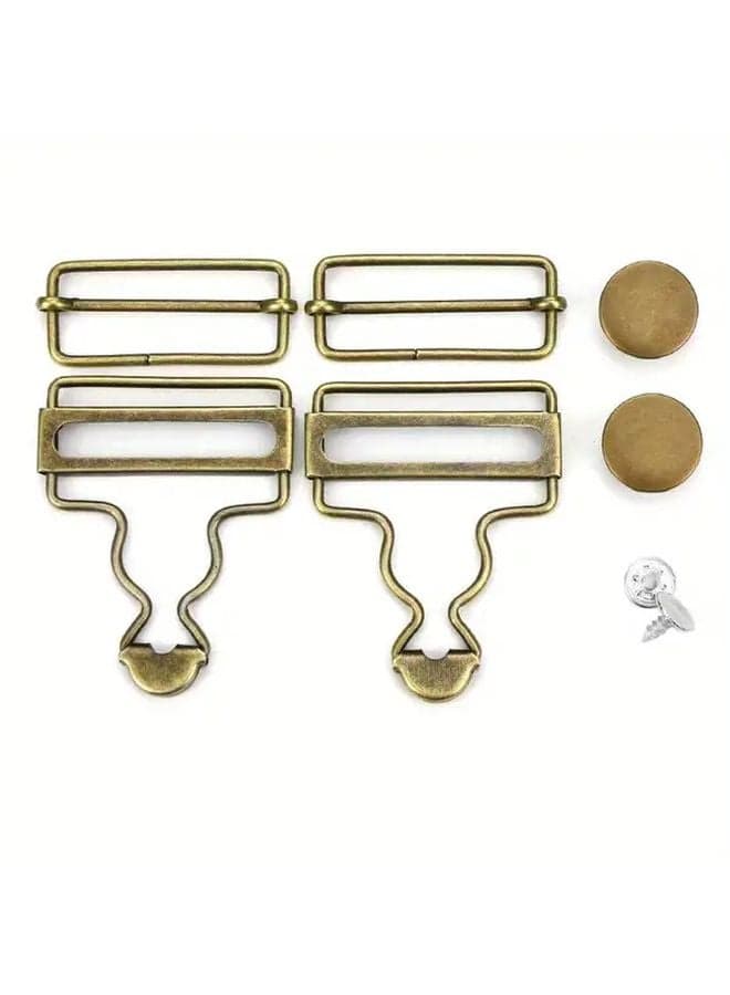 Bronze Dungaree Fasteners Clip Brace Buckles with Jeans Buttons Set for Denims Jackets DIY Sewing Supplies