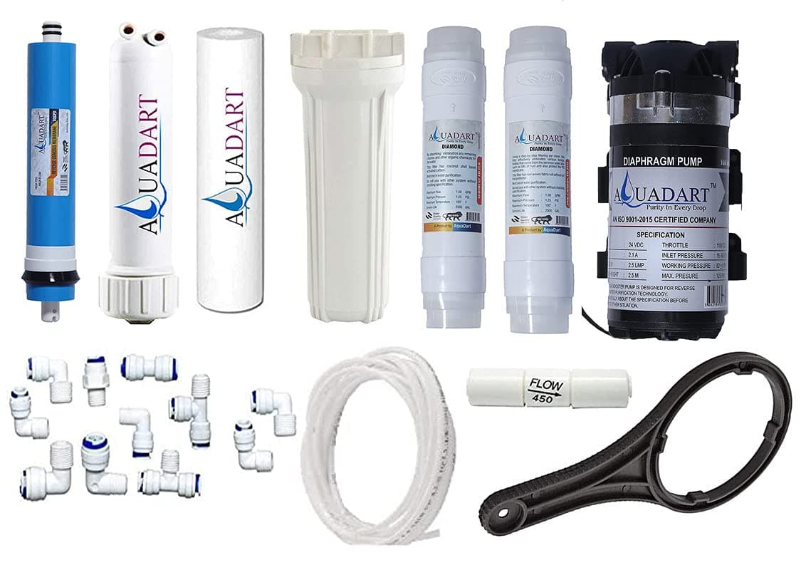 AquaDart Full RO Service kit with 100 GPD Membrane with housing 100 GPD Pump Inline Filter FR for All Water Purifiers