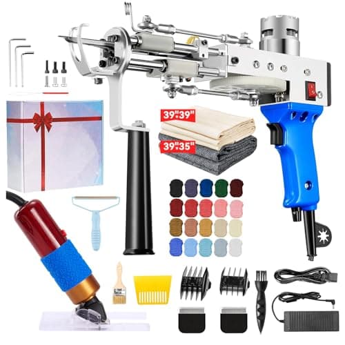 BESGEER Rug Tufting Gun with Carpet Trimmer Kit, Rug Gun with Tufting-Shears with Tufting Cloth, 2 in 1 Cut & Loop Pile Carpet Gun and Carving Clippers, Tufting Gun Machine Kit for Beginners