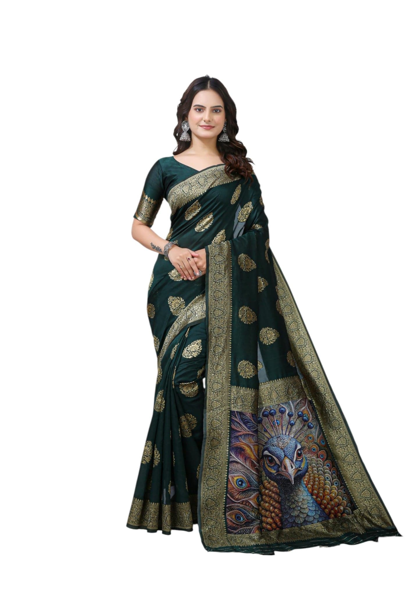 Shiv Textiles Women's Soft Silk Jequard saree Saree(CM-804-GREEN)