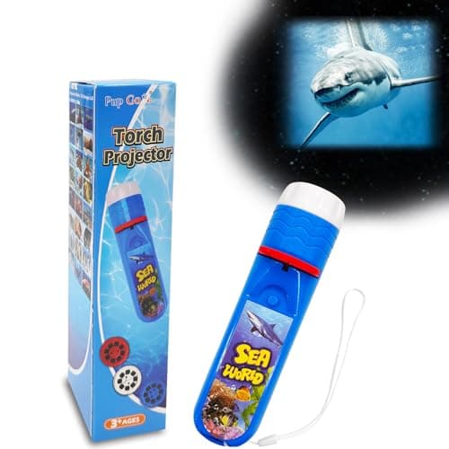 Pup Go Sea World Projector Flashlight for Kids Ages 3 4 5 6 7 with 3 Discs 24 Images Sea Creatures Toys for Boys Girls Shark Toy for Kid Occean Night Light Projector Shark Gifts Games for Kids