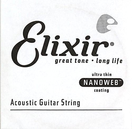 Elixir Strings, Acoustic Guitar Strings, 80/20 Bronze with NANOWEB Technology, Longest-Lasting Bright and Focused Tone For Life with Comfortable Feel, Single String, 32