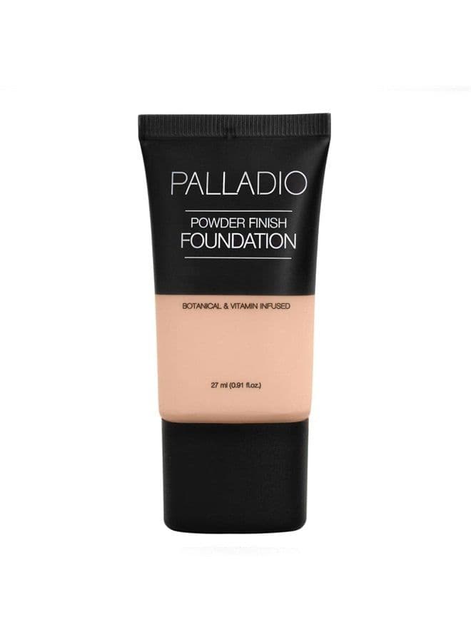 Powder Finish Liquid Foundation, Natural Matte Appearance, Reduces Fine Lines, Covers Large Pores, Hides Imperfections, All Day Wear, Sheer to Medium Coverage, Ivory