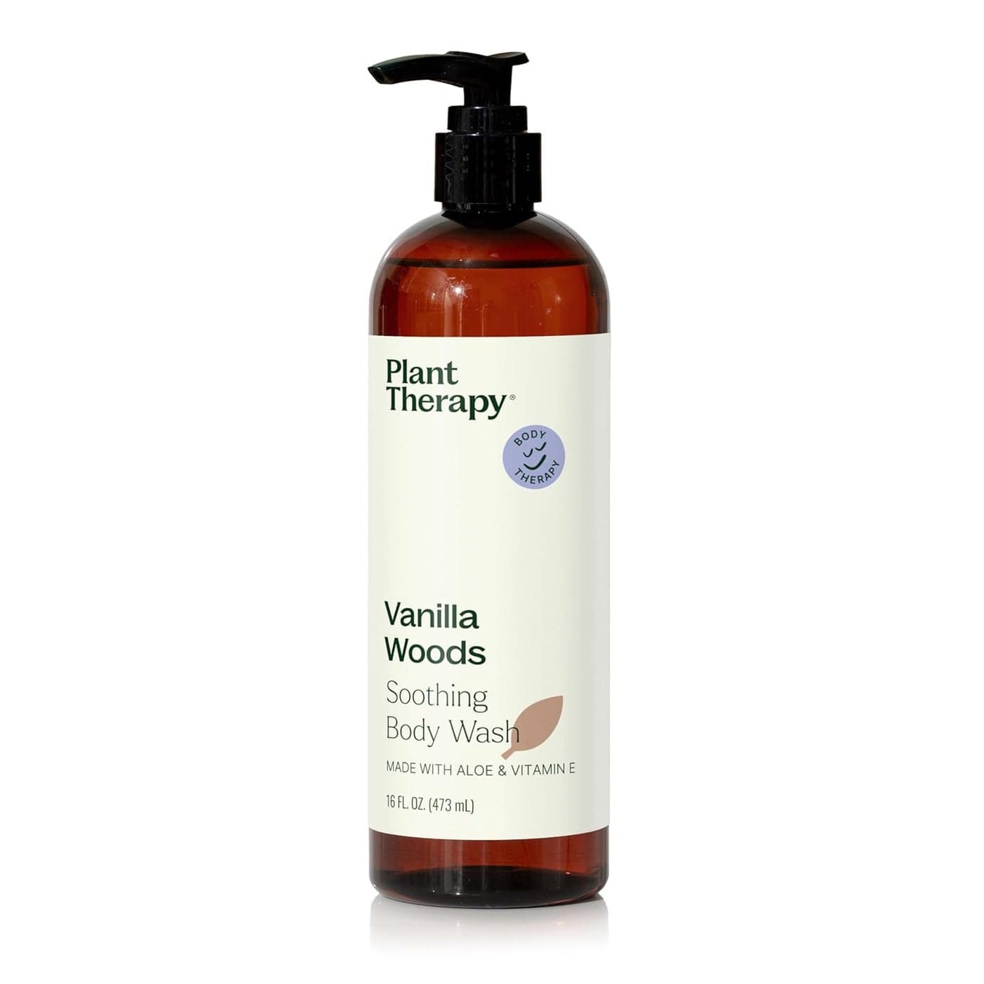Plant Therapy Vanilla Woods Natural Body Wash 16 oz For all Skin Types Sulfate Free Body Wash For Men or Women Sophisticated Sweet Woody Scent Lush Hydrating Lather Cleanses Soothes Skin