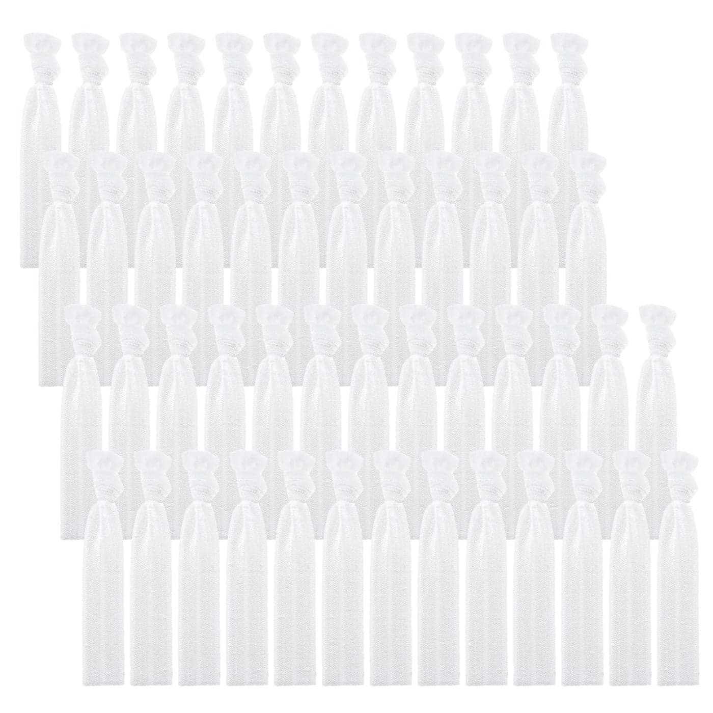 50 Pack Solid Color Knotted Hair Ties No Crease Hair Ponytail Elastics for Women and Girls white