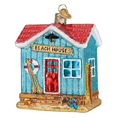 Old World Christmas House Ornament, Beach Blue 3.75 x 3
