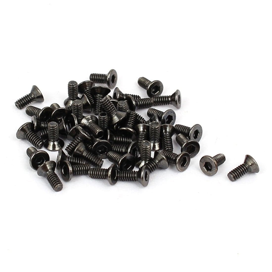 uxcell M2x5mm Black Nickle Plated Grade 109 Flat Head Hex Socket Cap Screw Bolt 50pcs