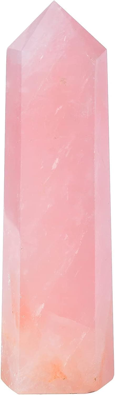 AMOYSTONE Rose Quartz Obelisk Large Healing Crystal Wand Tower 6 Faceted Column Reiki Chakra Meditation Therapy Pink 0.6-1.1 LBS