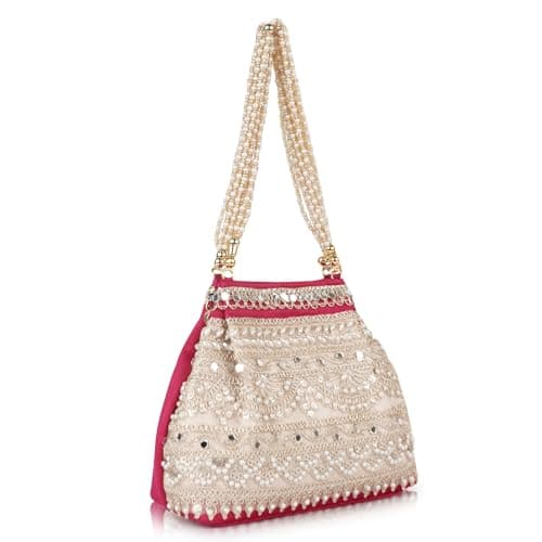 PLANX Velvet Stylish Embroidery Unique Design Traditional Wedding Party Handheld Potli Bag For Women