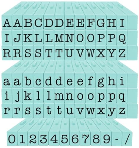 Pegz Clickable - Connectable Alphabet Stamps American Typewriter Font Uppercase, Lowercase & Numbers Medium Size 90 Pieces