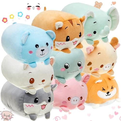 Leitee 18 Pcs Stuffed Animals Plush Bulk 8 Inch Cute Plushies Toys Plush Pillow for Boys Girls Birthday Gifts Box Toys for Classroom Prize Kids Party Favors Valentines Gifts in Bulk Cute Animal
