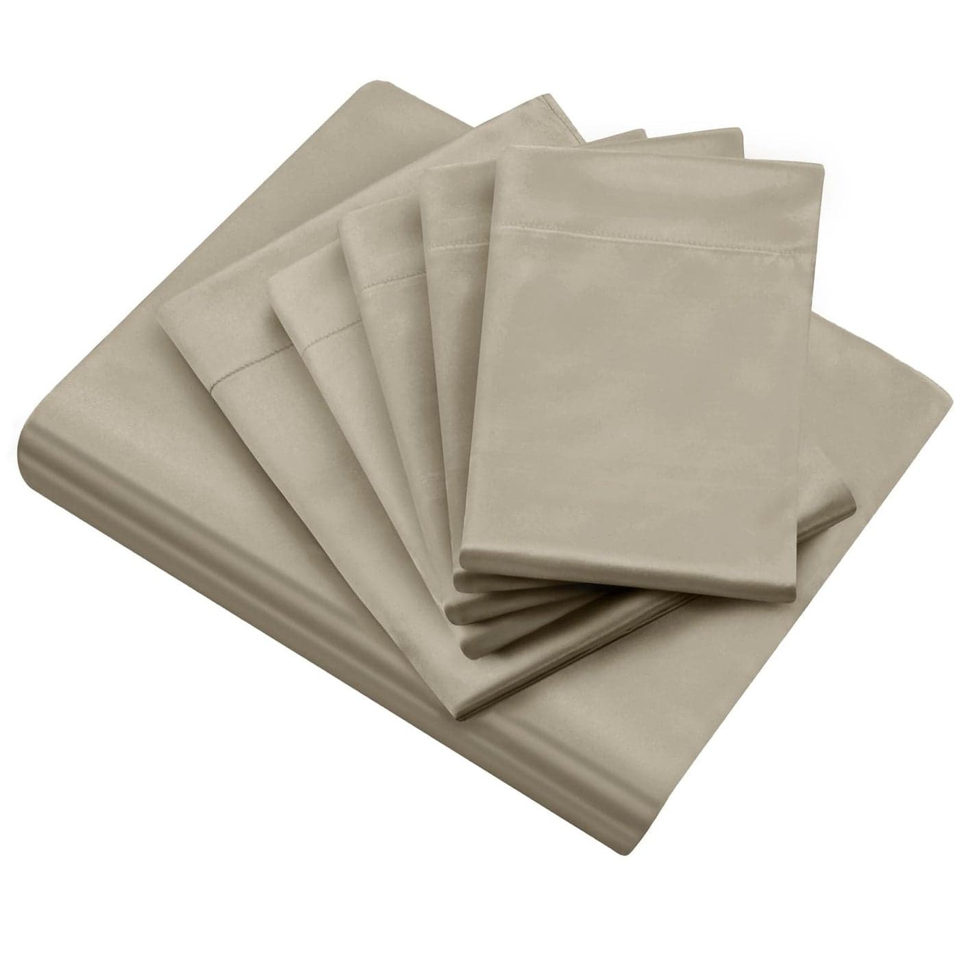 Ersmak 6 Pieces Satin Duvet Cover FullQueen Size Luxury Silky Bedding Duvet Cover Set with 1 Soft Duvet Cover 4 Queen Pillowcases and 1 Body Pillowcase Sand
