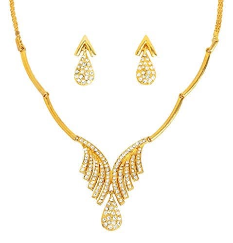 Touchstone Ad Golden Fashionable Necklace Set for Women