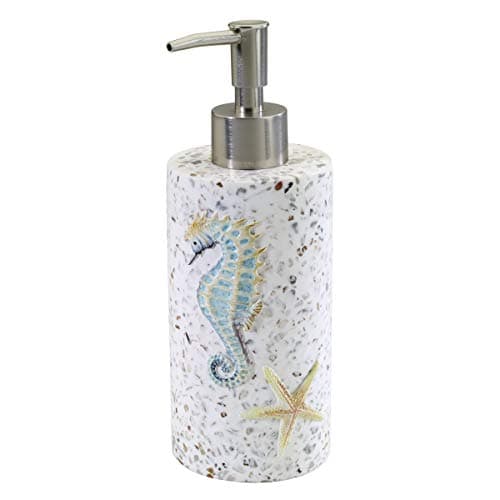 Avanti Linens Soap DispenserLotion Pump Resin Bathroom Accessories Guest Bathroom Essentials Sea Inspired Bathroom Decor Coastal Terrazo Collection