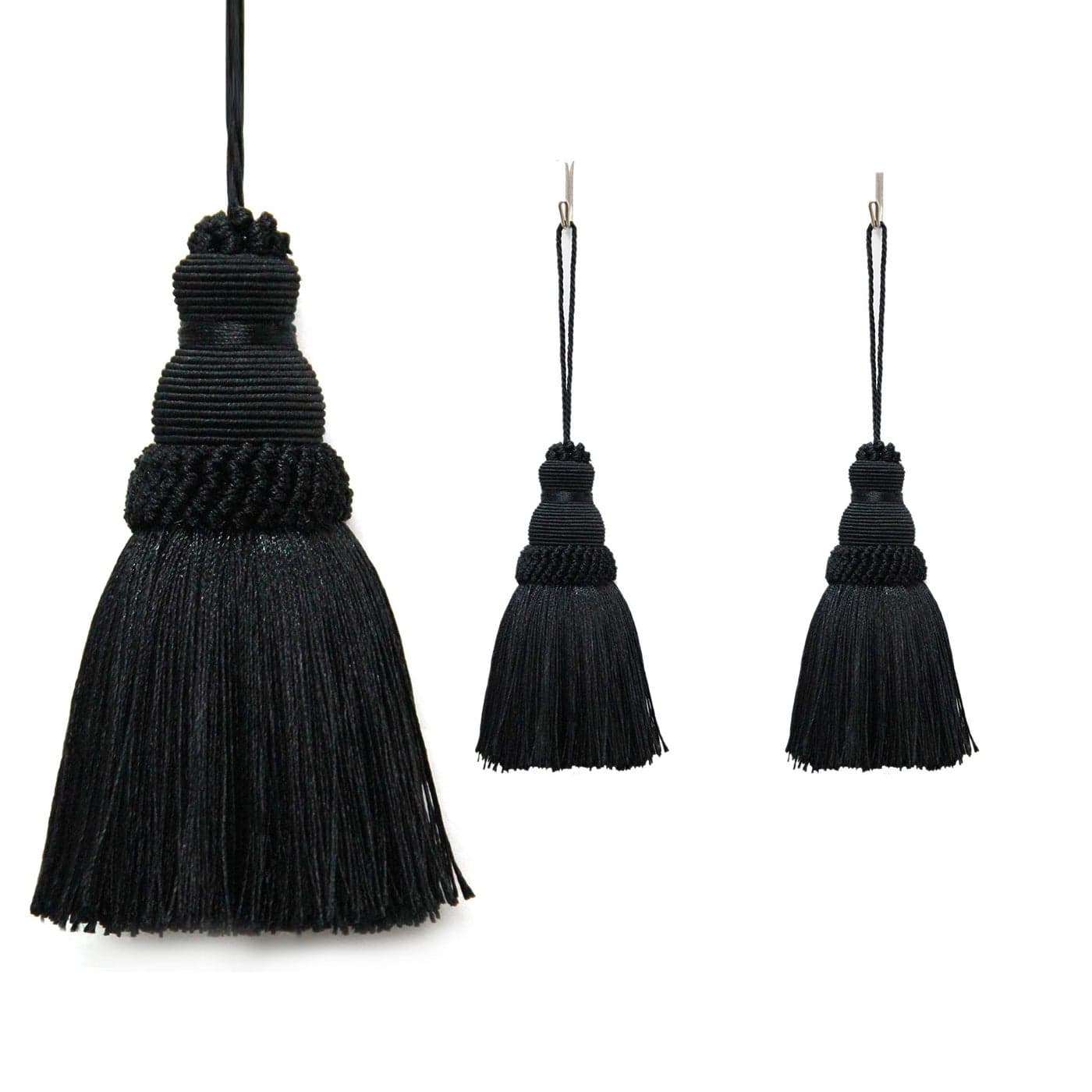 Fenghuangwu Colorful Tassel Key Tassel DIY Accessories for Curtain and Home Decoration New Black 2P