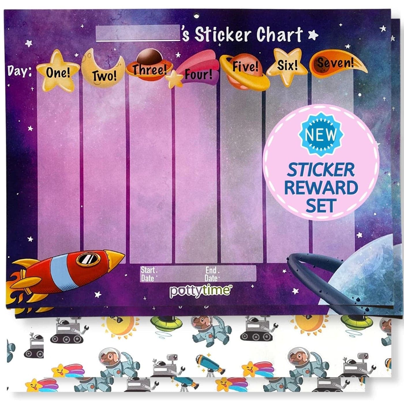 Potty Watch Training Sticker Chart Potty Training with 4Weekly Space Themed Charts 144 Stickers Easy to Peel Stickers for Kids Reward Their Efforts Fosters Fun Independence