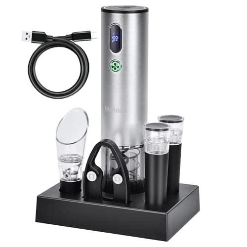 Electric Wine Opener with Wine Accessories Rechargeable Wine Bottle Opener Set with Base Wine Aerator Foil Cutter and Wine Stoppers Perfect Wine Gifts for Wine Lovers