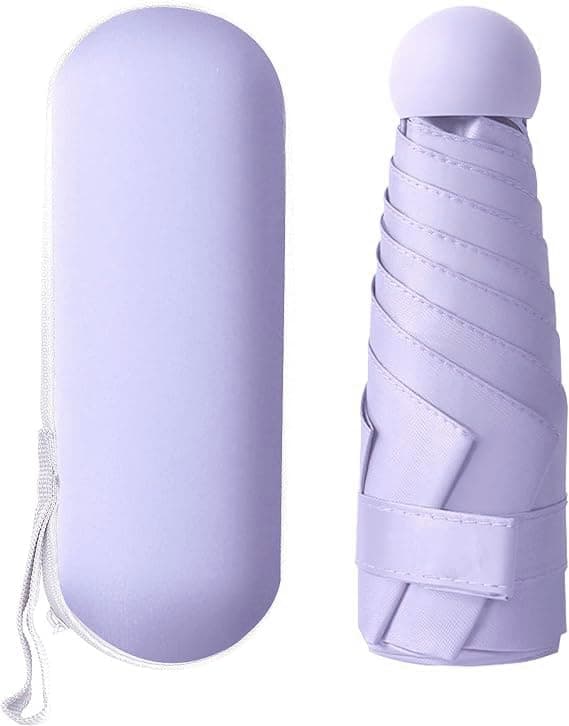 Alexvyan Mini Umbrella with Case for Men & Women (Manual Open) Compact Travelling Umbrella, Polyester & UV Protection Fabric for Summer/Anti-Slip Handle- Use in Rain & Summer- 6 Frame-2024 (Purple)
