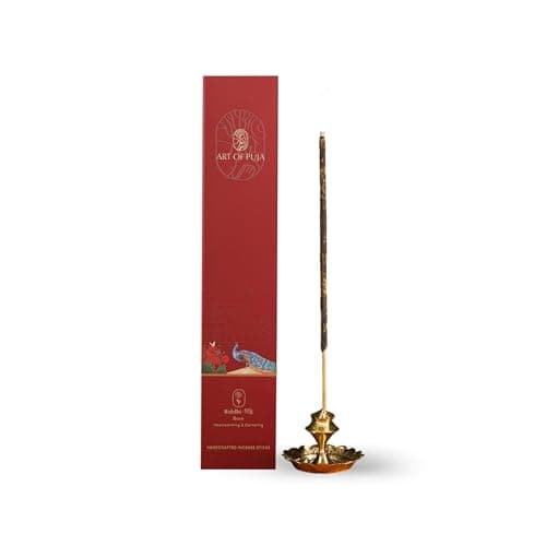 ART OF PUJA Rose (Gulab) Handcrafted Incense- 30 Agarbatti Stick | 1 Hr Burning Time, 2+ Hr Fragrance Retention | Sweet Rose Aroma, Low Smoke | Free Agarbatti Holder | Incense Sticks for Home