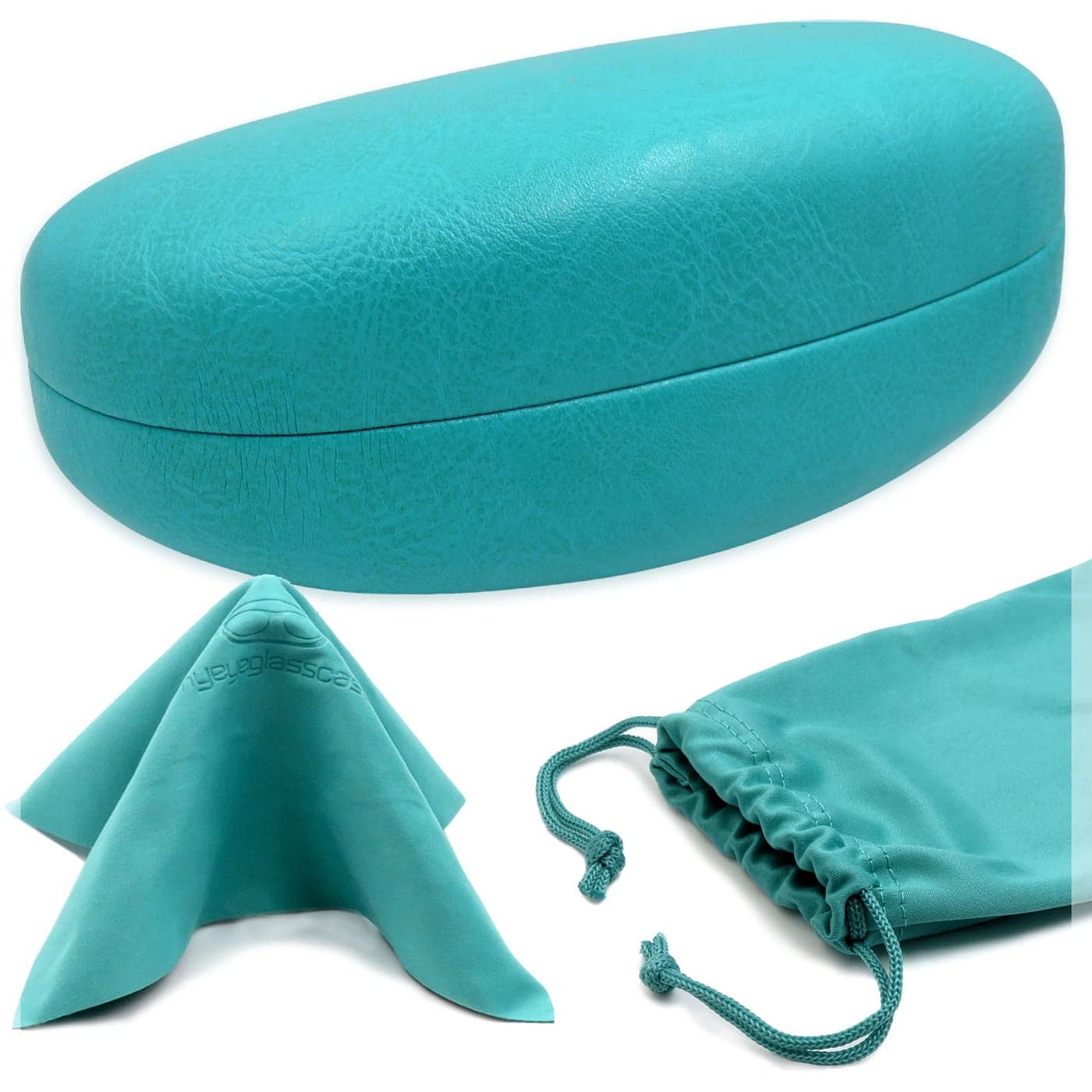 Premium Sunglasses Case with Microfiber Cleaning Cloth - Hard for Medium & Large | For Men & Women | Protective | Sturdy | AS413 Teal