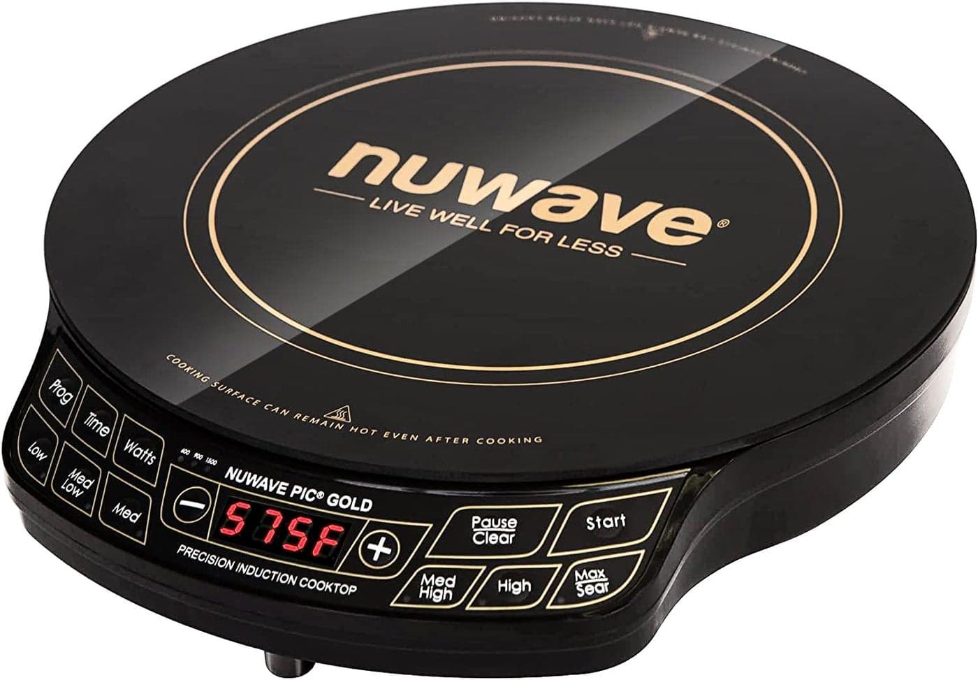 Nuwave Gold Precision Induction Cooktop Portable Powerful with Large 8 Heating Coil100F to 575F 3 Wattage Settings 12 HeatResistant Cooking Surface