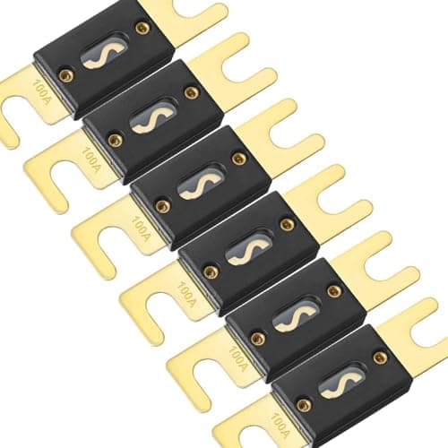 smseace 6Pack 100amp/100a ANL Fuse Compatible with 12V & 24V Systems for Audio Marine Vehicle Video System Gold-Plated ANL Fuses