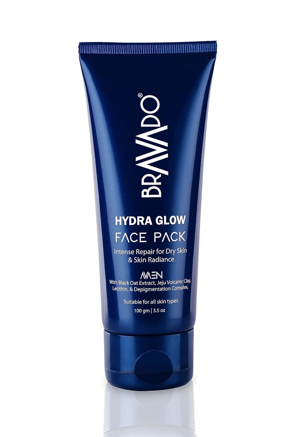 BRAVADO Hydra Glow Face Pack Deep Cleansing Kaolin Mask for Glowing Skin Hydrates Repairs Detans Reduces Dark Spots for All Skin Types 100g