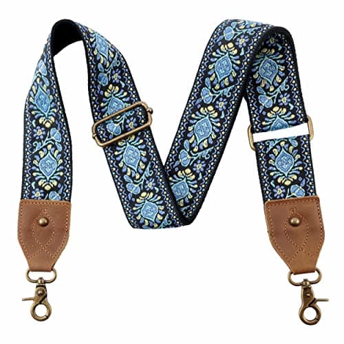 Nefelibata Purse Strap 2 Cowhide Head Wide Shoulder Strap Adjustable ReplacementRetro Jacquard Embroidery Multipattern Crossbody Bag Straps for HandbagCrossbody BagsShoulder BagsPurple Flower