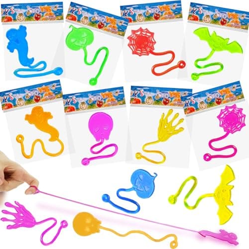 CHHOEAV 36pcs Halloween Party Favors Sticky Hands Spider Web Skull Bat Stretchy Sticky Toys For Boys Girls Birthday Party Supplies Non Candy Halloween Treats Goodie Bag Stuffers